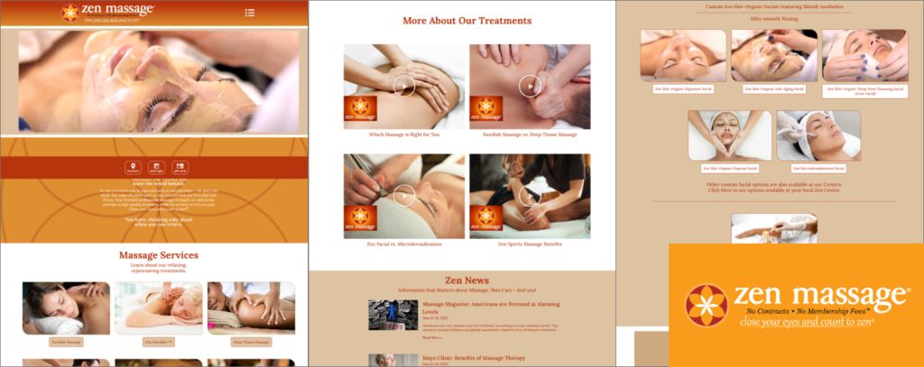 Zen Massage website pages